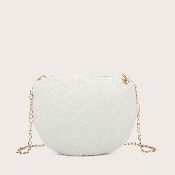 

Faux Fur Chain Crossbody Bag, White
