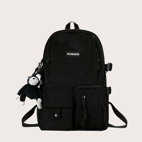 

Men Pocket Front Waterproof Backpack, Black