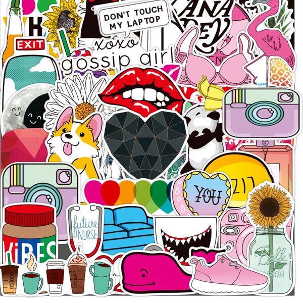 

50pcs Mixed Pattern DIY Sticker, Multicolor
