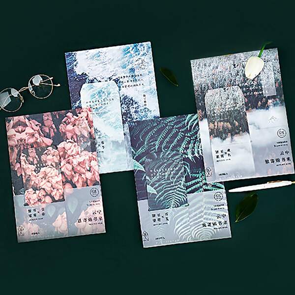 

9pcs Mixed Pattern Random Envelope & Writing Paper Set, Multicolor