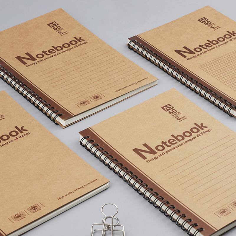 

1pc Kraft Paper Cover Spiral Notebook, Camel