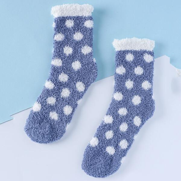 

Polka Dot Fuzzy Socks, Multicolor