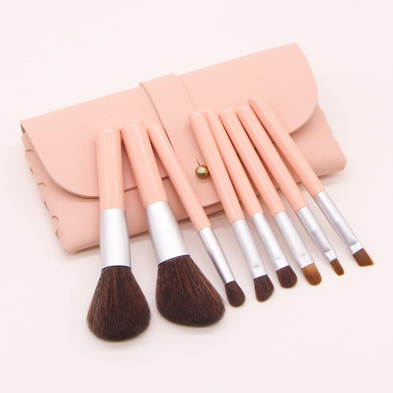 

8pcs Makeup Brush With Storage Bag, Pink