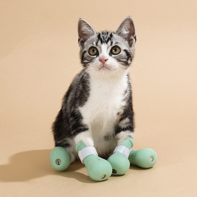 

4pcs Silicone Anti-Scratch Cat Claw Covers, Mint green