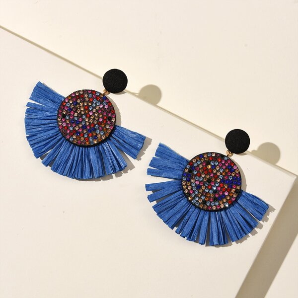 

Rhinestone Decor Drop Earrings, Blue