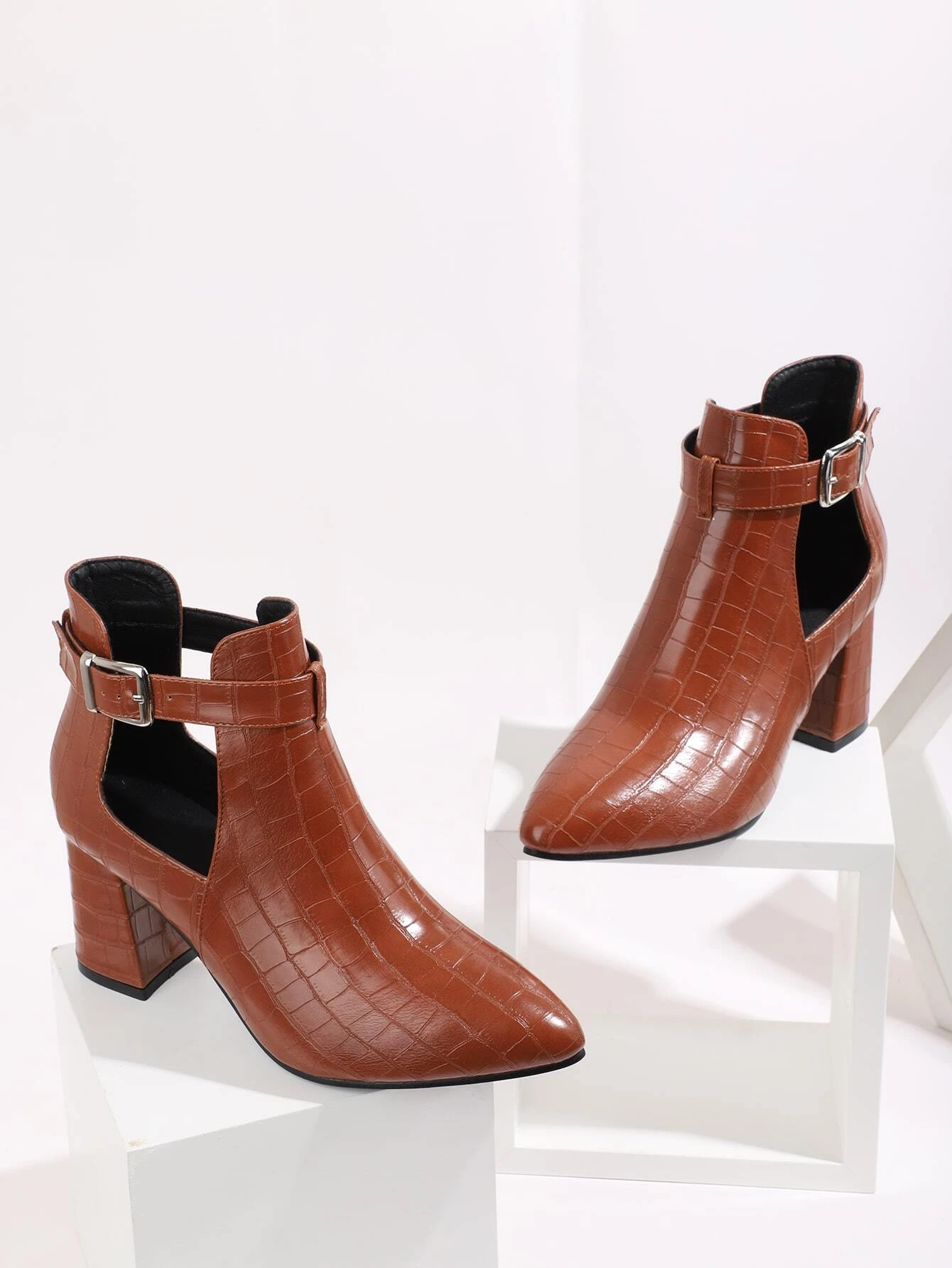 chunky cut out boots