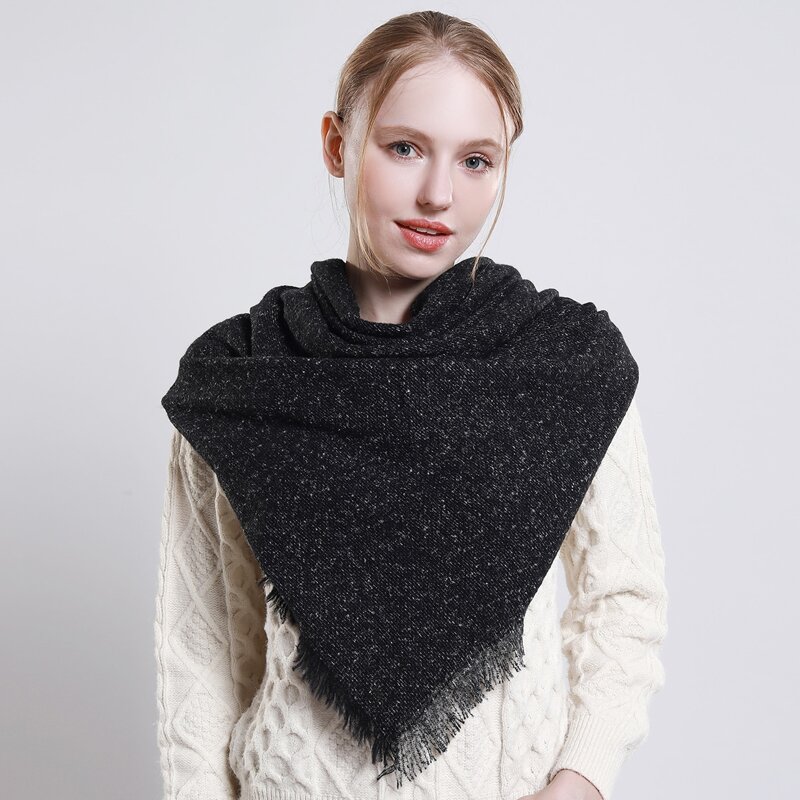 

Raw Hem Warm Scarf, Black
