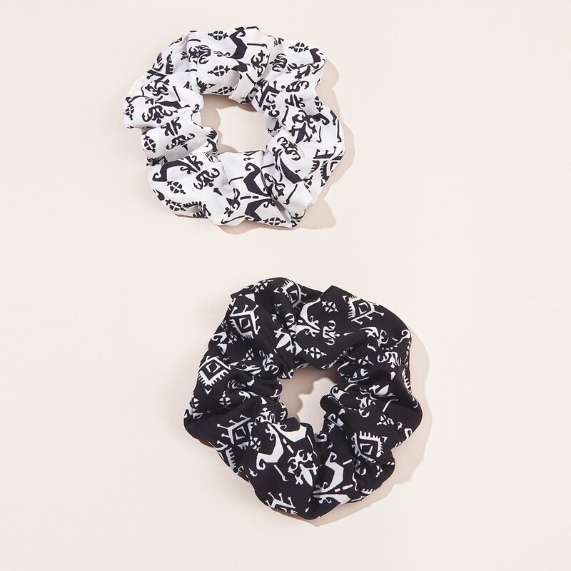 

2pcs Graphic Scrunchie, Black and white