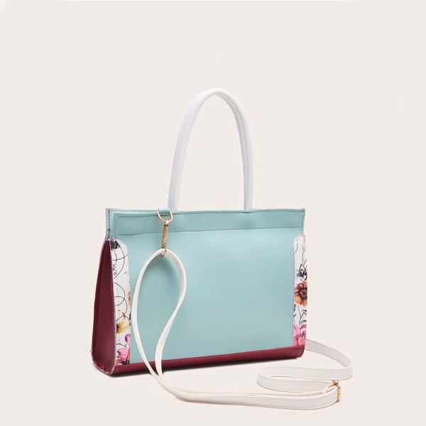 

Color Block Satchel Bag, Multicolor