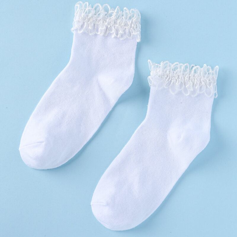 

Lace Trim Ankle Socks, White