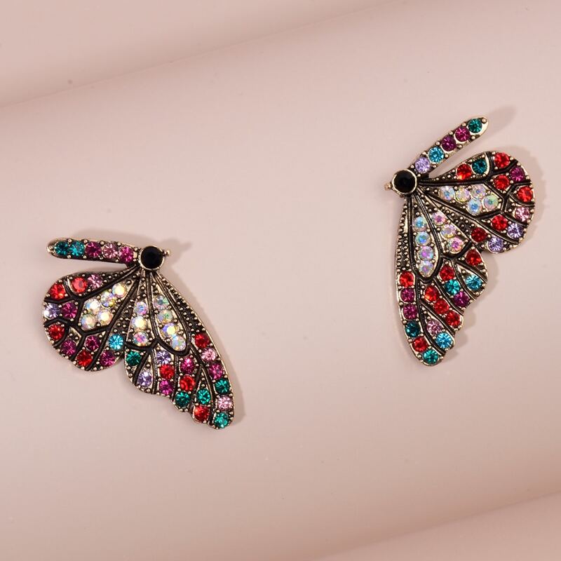 

Rhinestone Butterfly Earrings, Multicolor