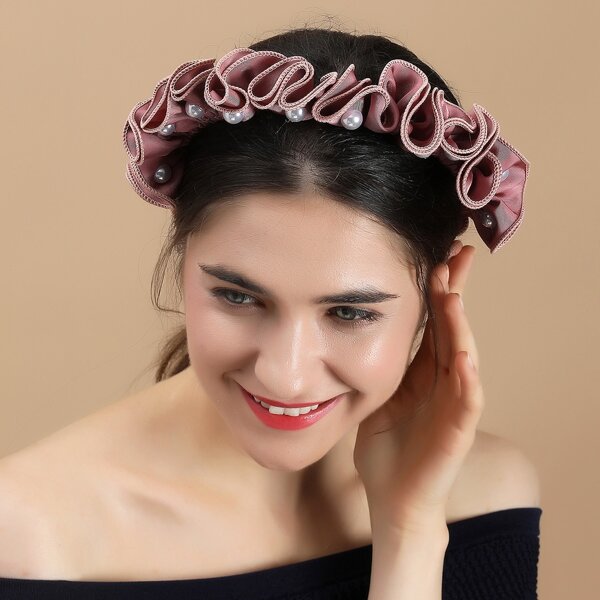

Faux Pearl Decor Ruched Hair Hoop, Pink