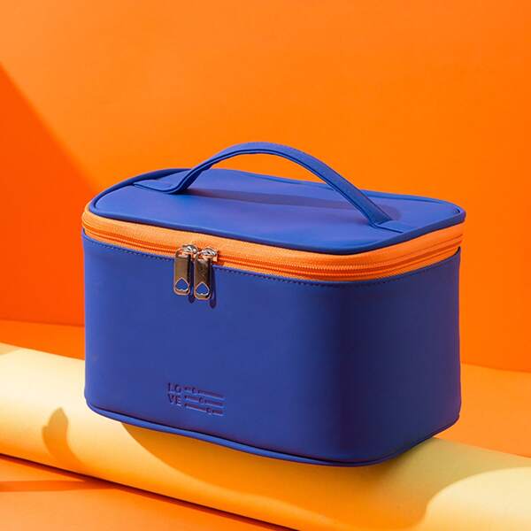 

1pc Large PU Toiletries Storage Bag, Blue