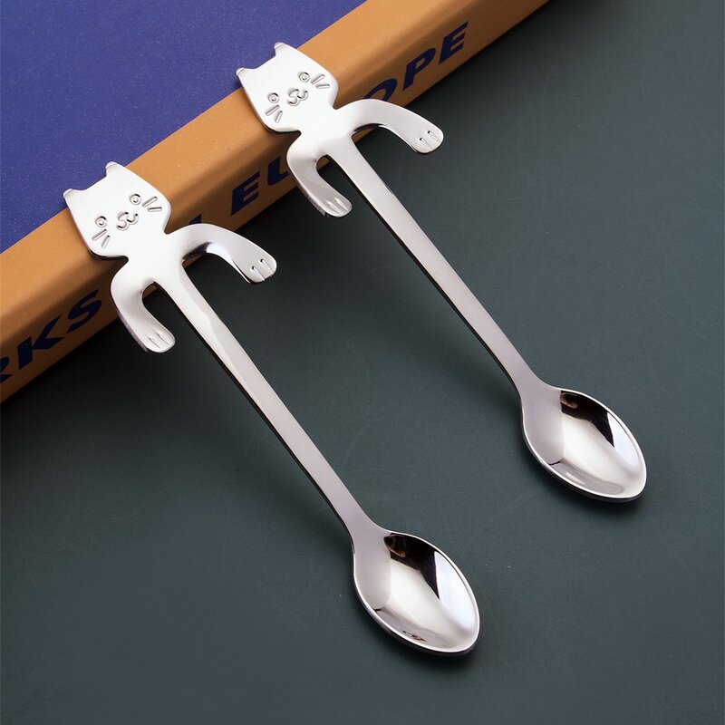 

2pcs Cat Coffee Spoon, Silver