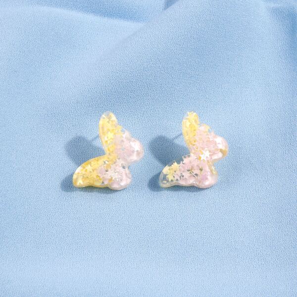 

Butterfly Design Stud Earrings, Multicolor