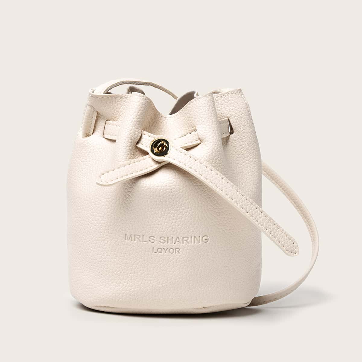 

Twist Lock Bucket Bag, Beige