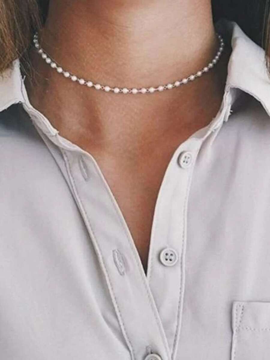 imoli Faux Pearl Chain Choker