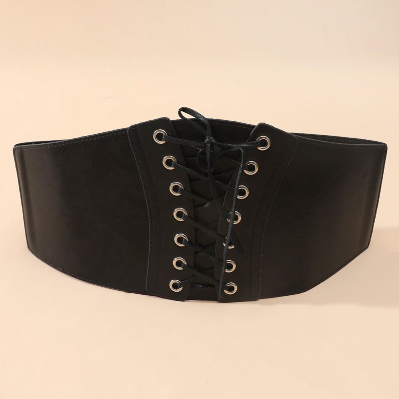 Lace-up Corset Belt, Black