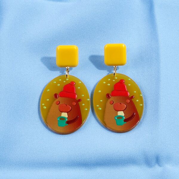 

Cartoon Design Geometric Drop Earrings, Multicolor