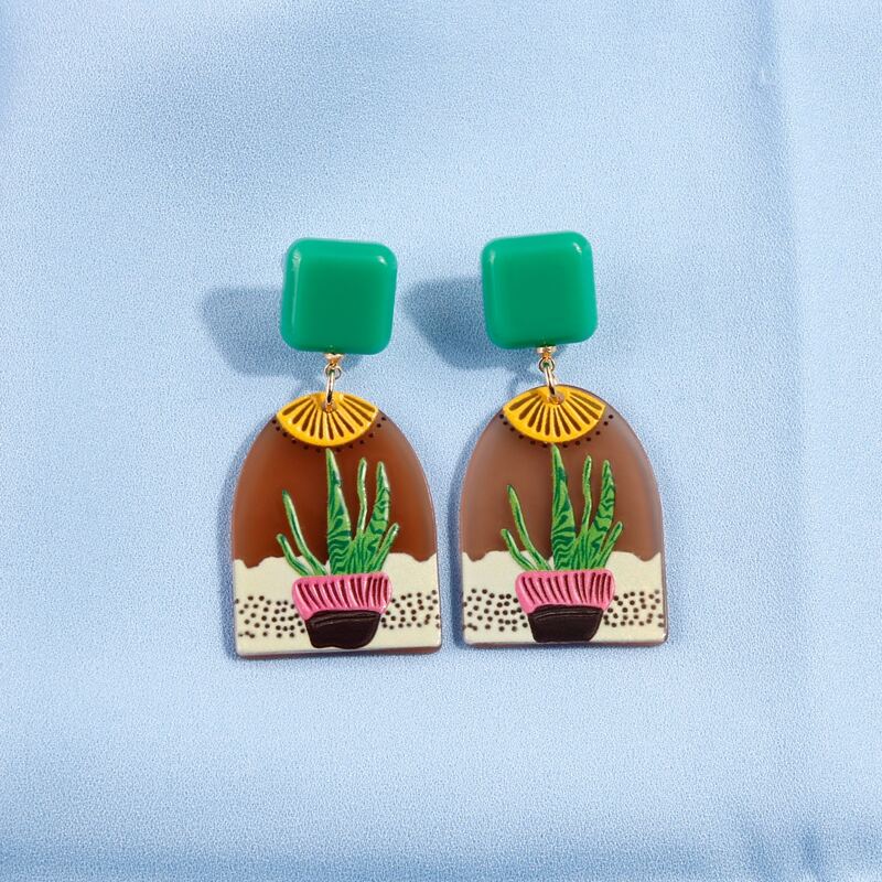 

Plant Design Geometric Drop Earrings, Multicolor