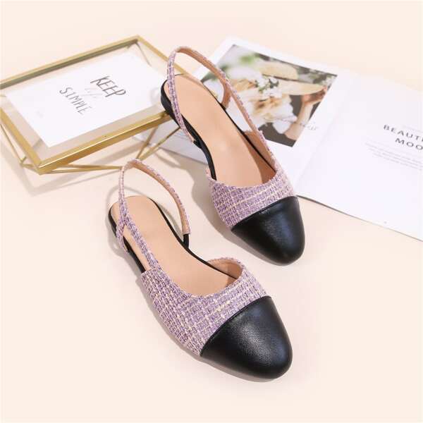 

Cap Toe Slingback Flats, Purple