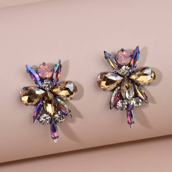 

Rhinestone Decor Stud Earrings, Champagne