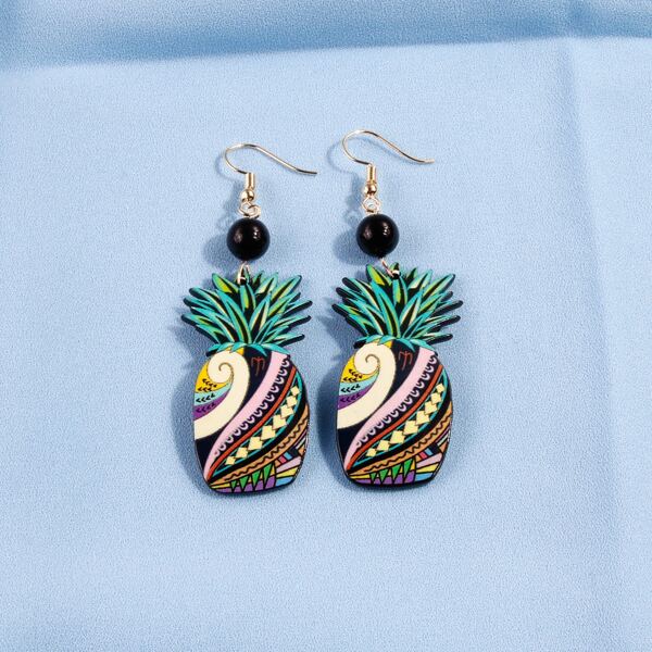 

Pineapple Charm Drop Earrings, Multicolor