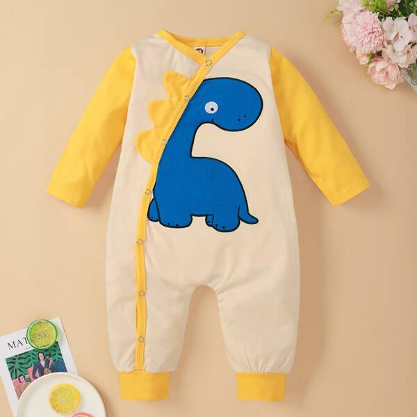 

Baby Boy Cartoon Graphic Jumpsuit, Yellow
