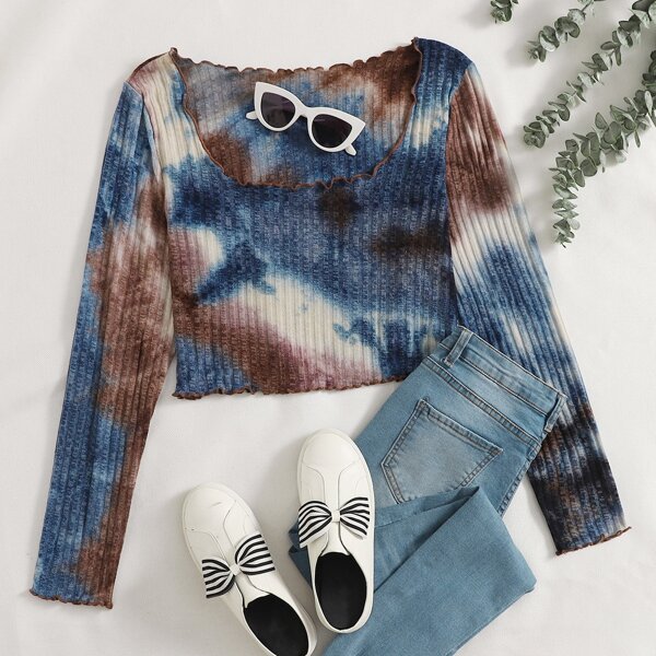 

Plus Lettuce Trim Tie Dye Crop Top, Multicolor