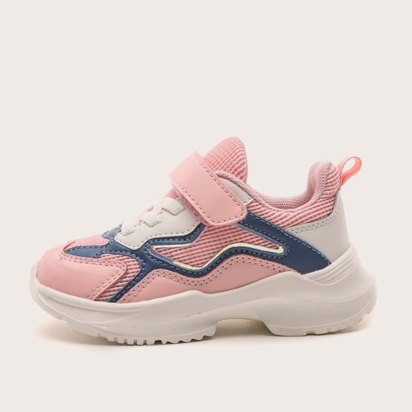 

Girls Colorblock Velcro Strap Sneakers, Pink