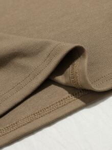 SHEIN Essnce One Shoulder Crop Tee - Khaki - View 4