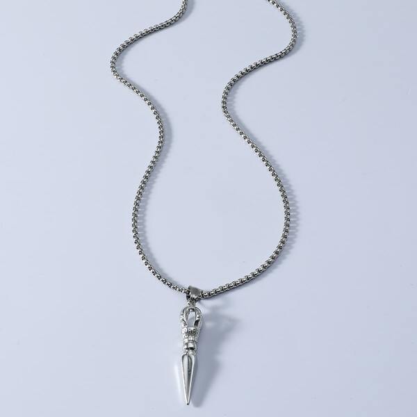 

Men Minimalist Pendant Necklace, Silver