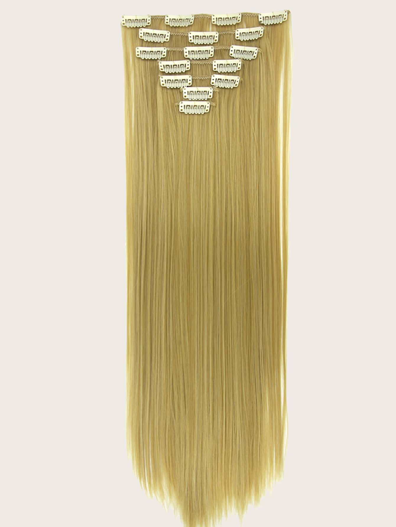 Clip In Hair Extensions Blonde Color 16 CLips 22 Inch Long Straight Hair Extension For Women Full Head Synthetic Hair Extensions Hairpieces 7 PCS Set