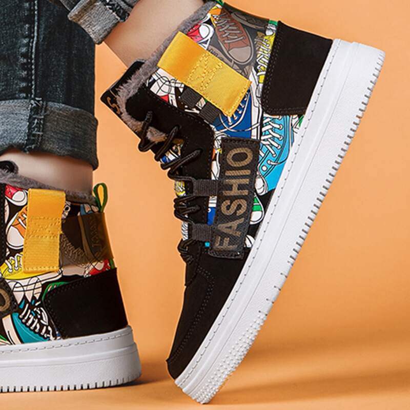 

Letter Graphic High Top Sneakers, Black