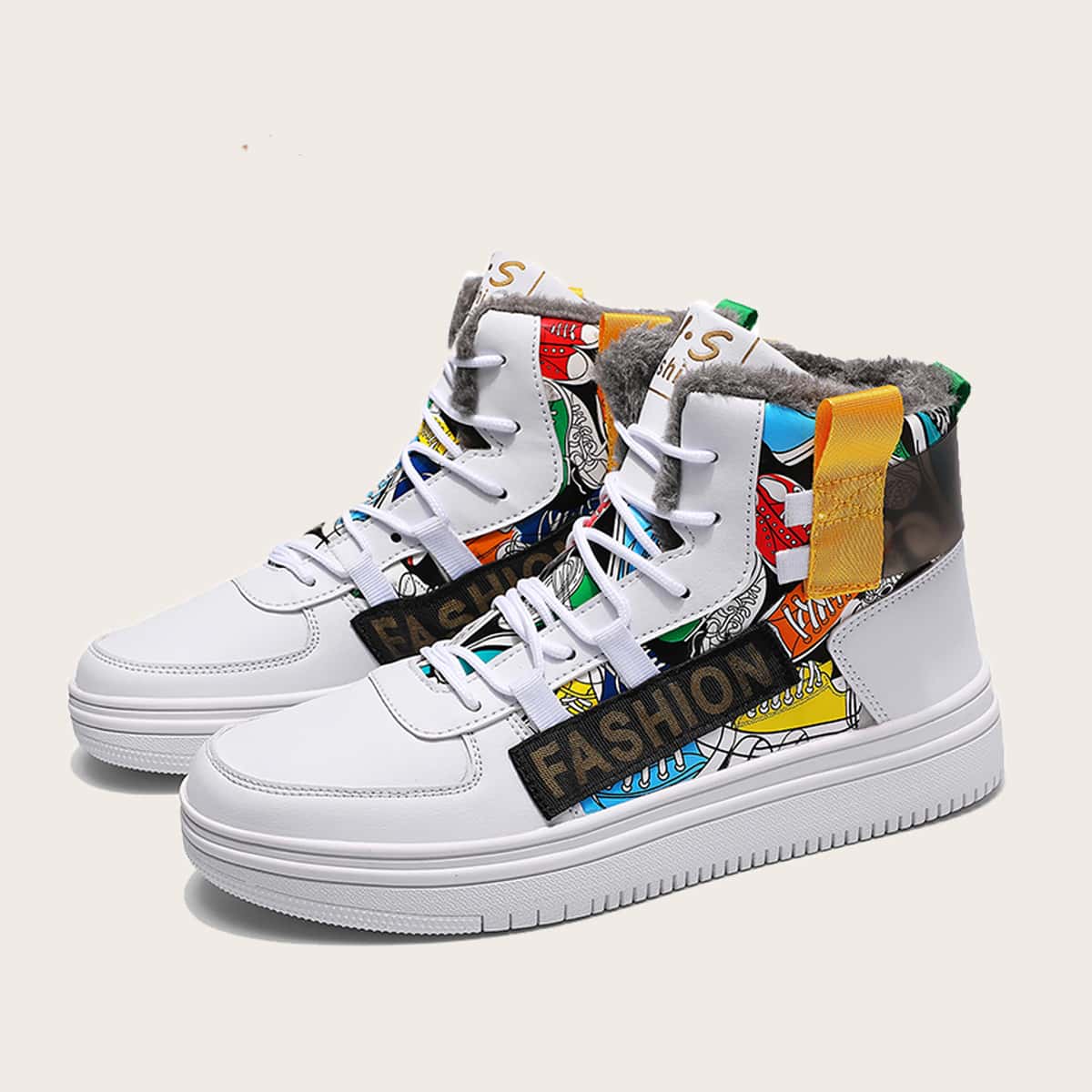 

Guys Letter Graphic High Top Sneakers, White