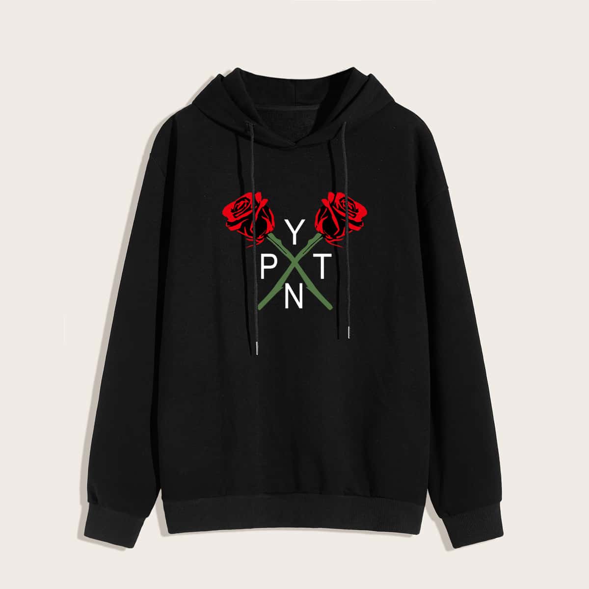 

Guys Letter Rose Graphic Hoodie, Black