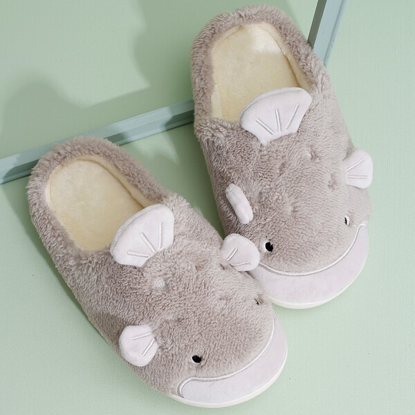 

Men Cartoon Design Fluffy Slippers, Khaki