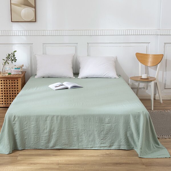 

1pc Solid Color Flat Sheet, Green