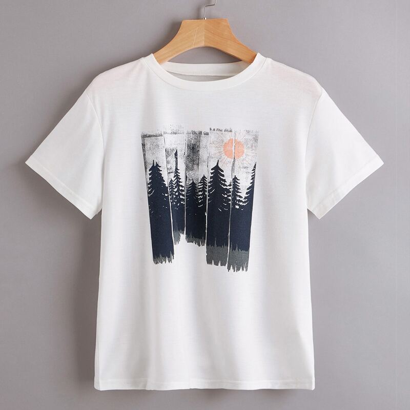 

Sun & Tree Graphic Tee, White
