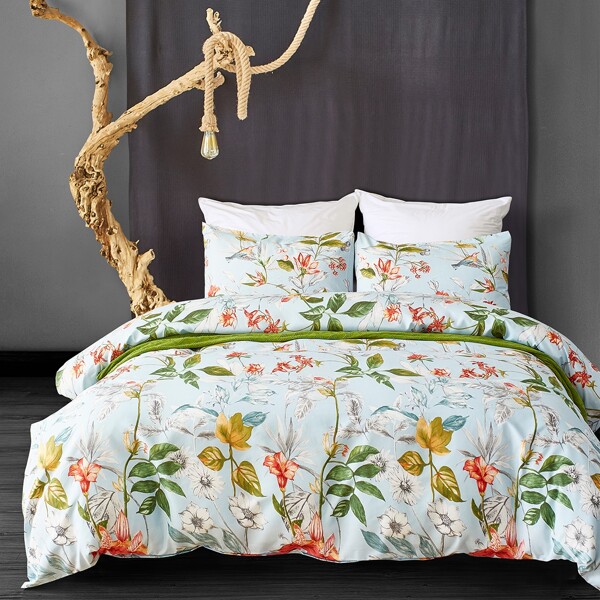 

Flower Print Bedding Set Without Filler, Multicolor