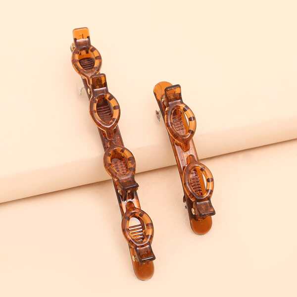 

2pcs Simple Hair Clip, Brown
