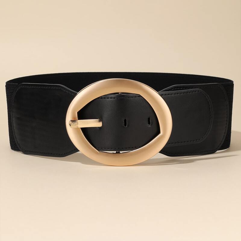 

Metal Buckle Elastic Belt, Black
