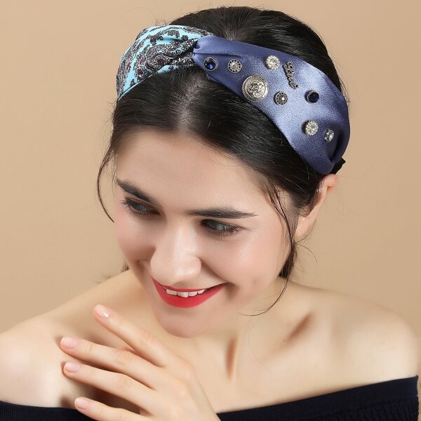 

Ободок для волос со стразами и драпировкой, Многоцветный