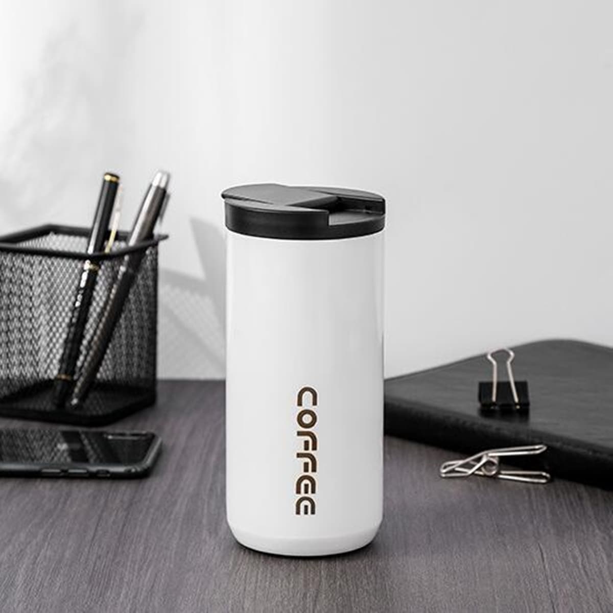 

Stainless Steel Travel Mug, White