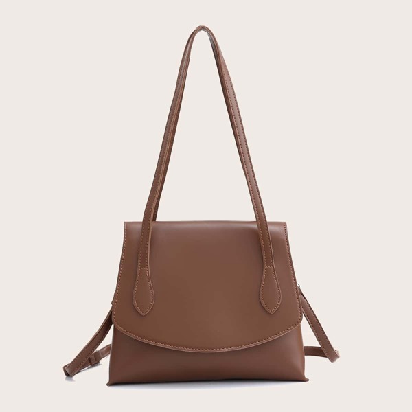 

Minimalist Flap Tote Bag, Brown