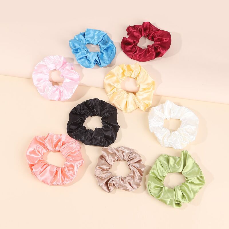 

9pcs Colorful Scrunchie, Multicolor
