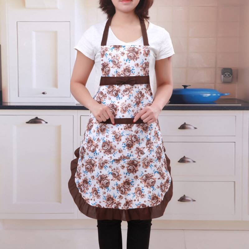 

Flower Print Apron, Brown