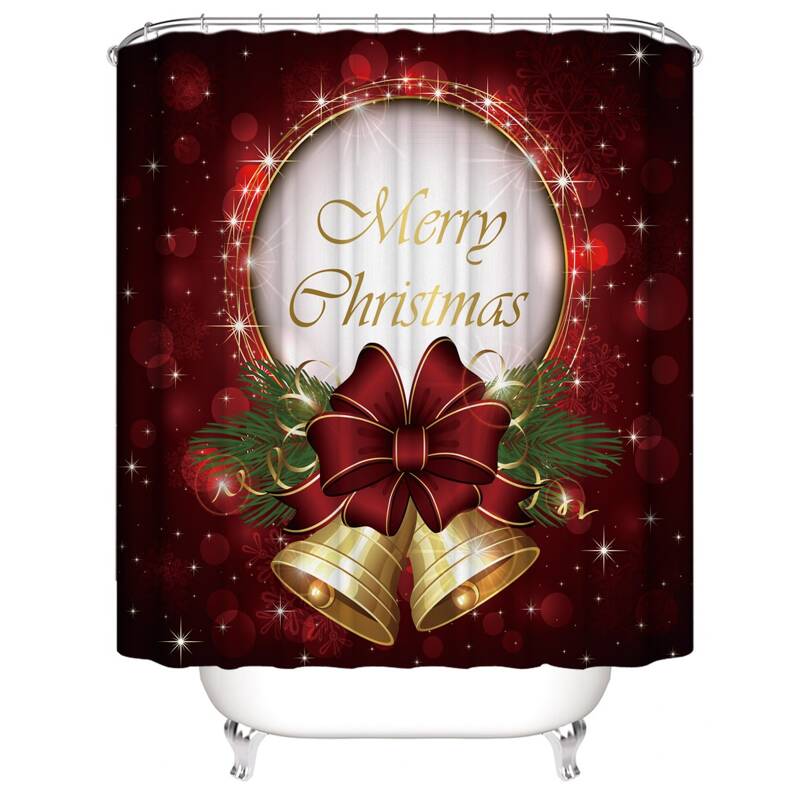 

Christmas Bell Print Shower Curtain, Multicolor