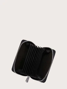 Men Letter Graphic Zip Around Wallet - Black - View 1