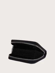 Men Letter Graphic Zip Around Wallet - Black - View 3